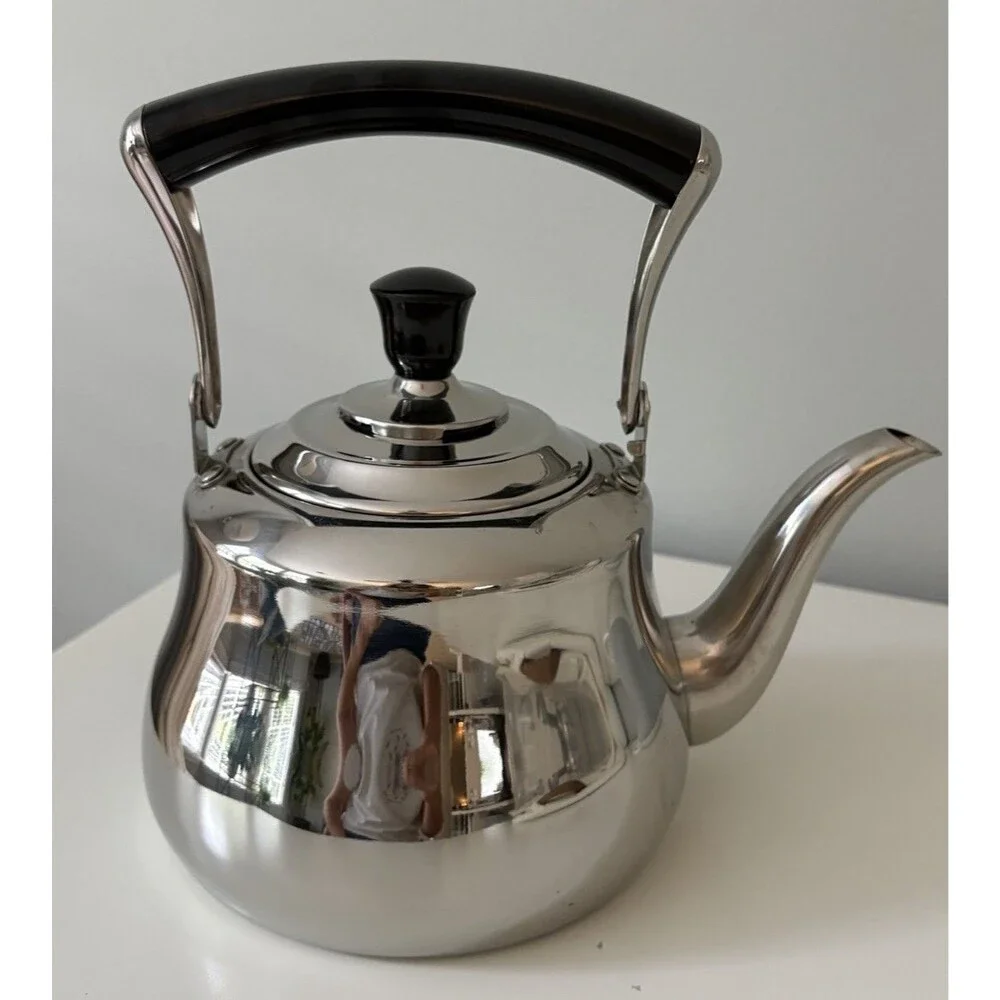 Potobelo Stainless Steel Tea Kettle Swan Neck Black Handle Stovetop Leak Proof